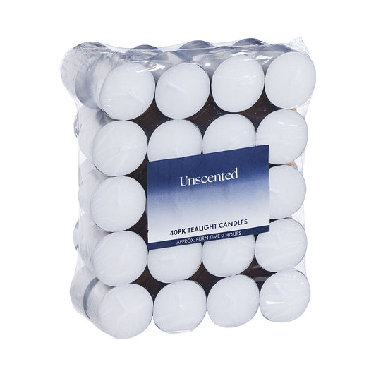 Tealight Candle Unscented 9hr 40pk