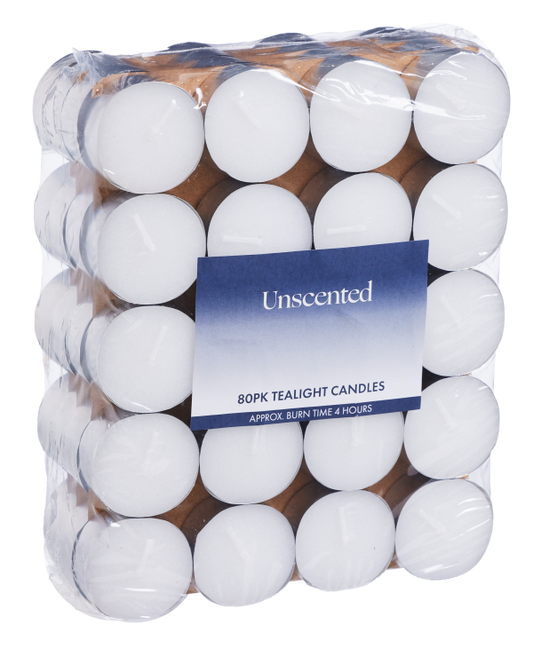 Tealight Unscented Candles 4hr 80pk