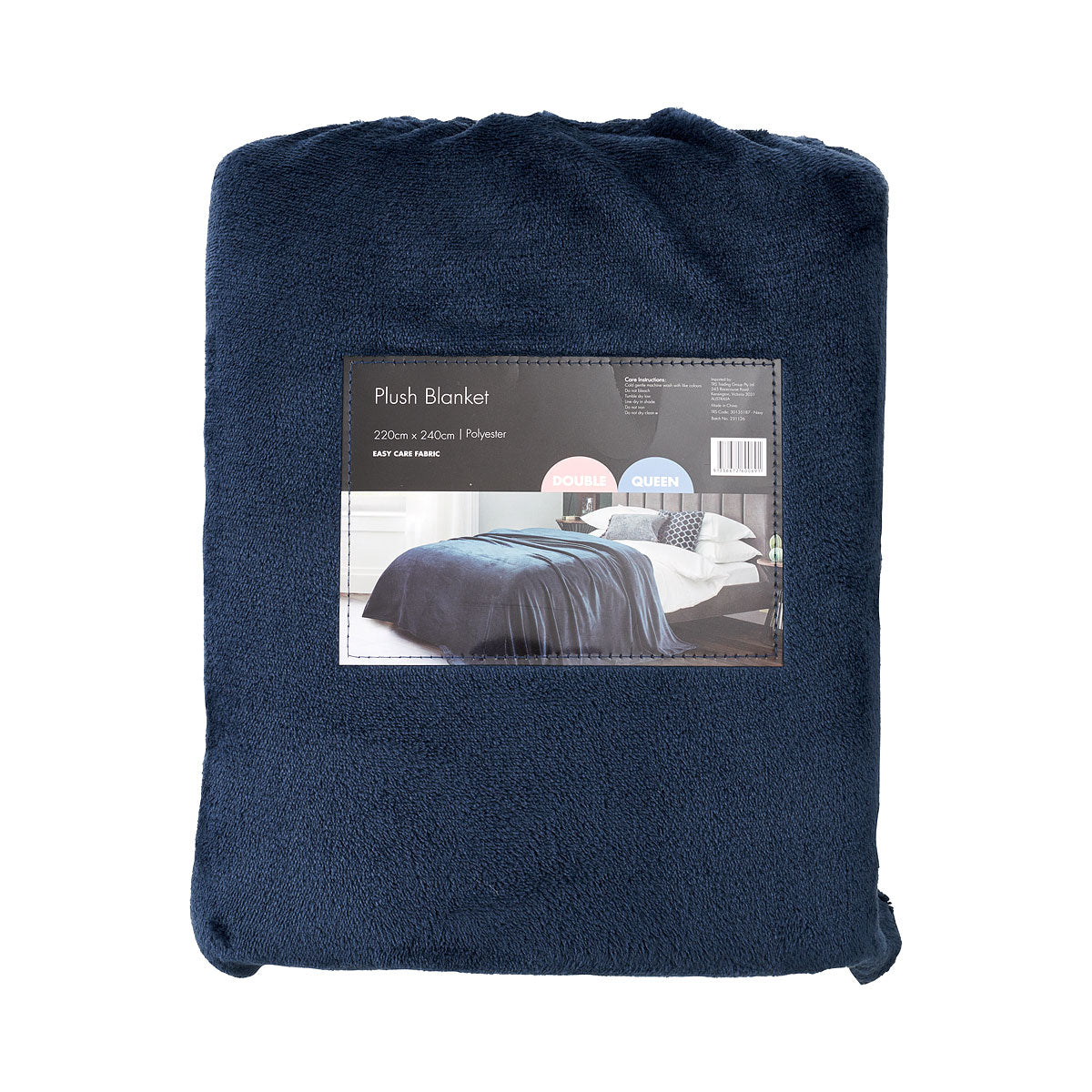 Plush Blanket Charcoal/Navy DB/QB 220x240cm