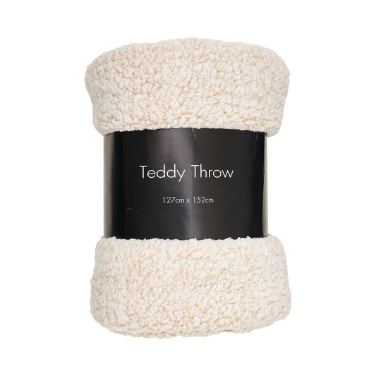 Teddy Fleece Throw Cream 127x152cm