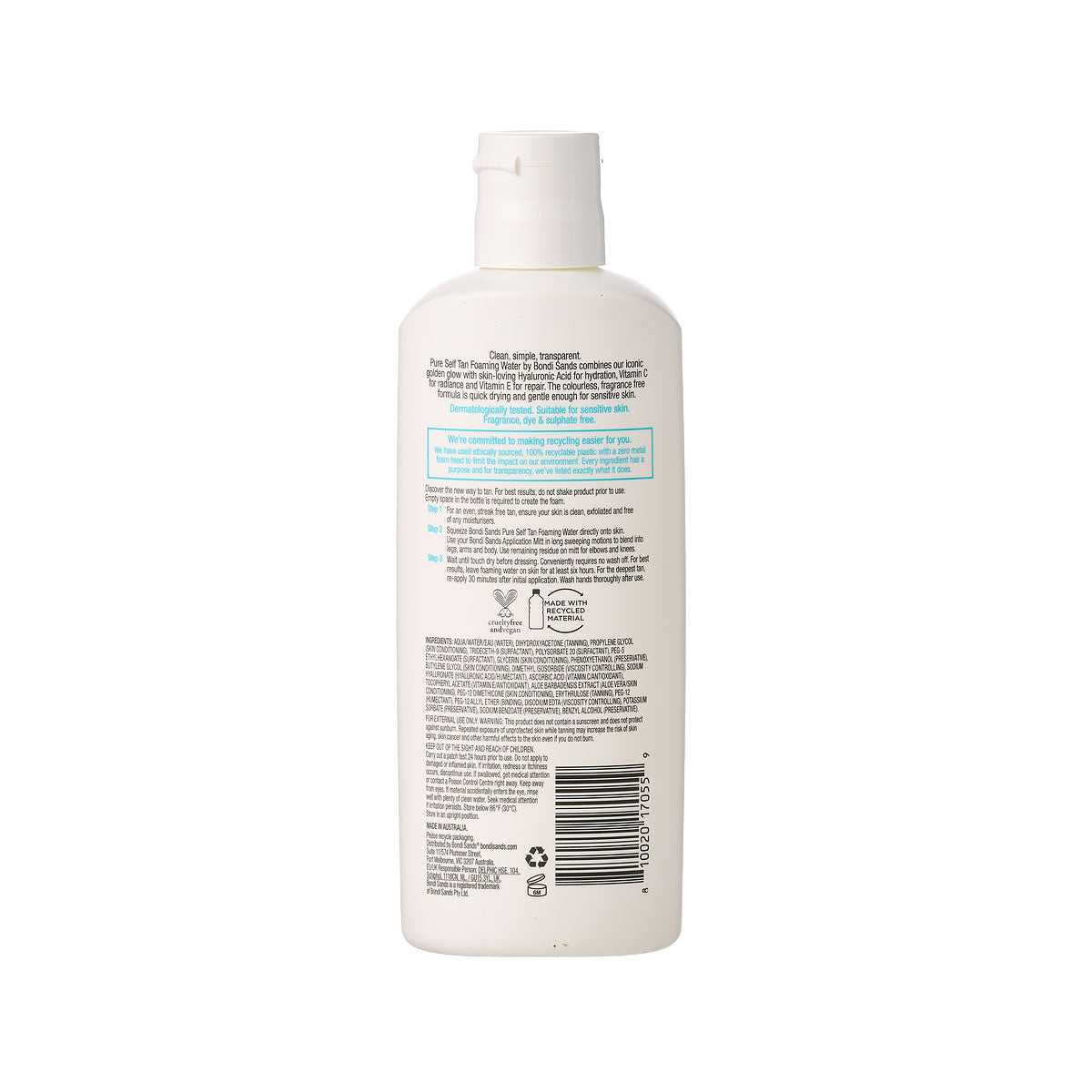 Bondi Sands Pure Self Tan Foaming Water Light/Medium 200mL
