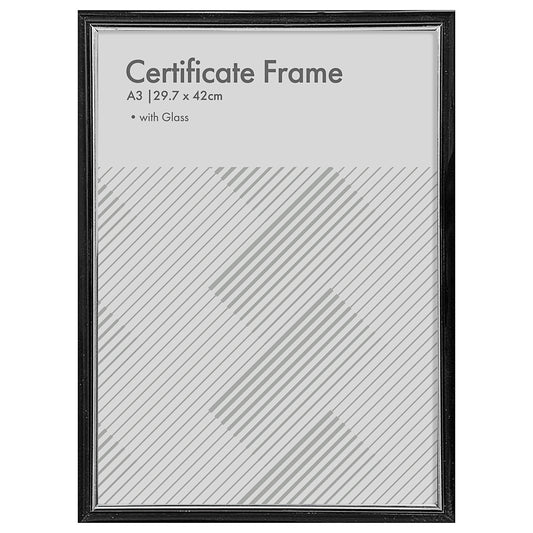 A3 Black Silver & Gold Certificate Frame