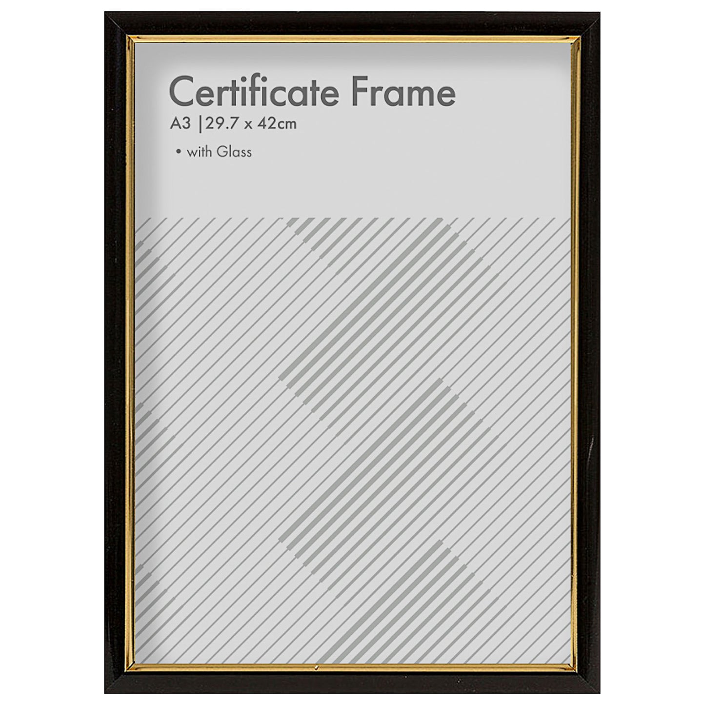 A3 Black Silver & Gold Certificate Frame