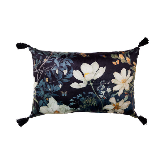 Midnight Garden Velvet Cushion with Tassel 30x45cm