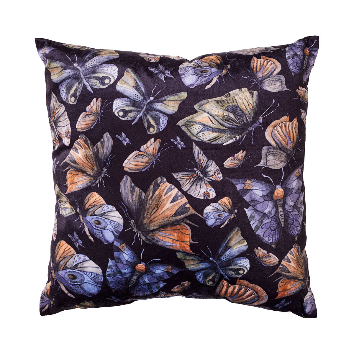 Velvet Print Cushion Butterflies 42cm