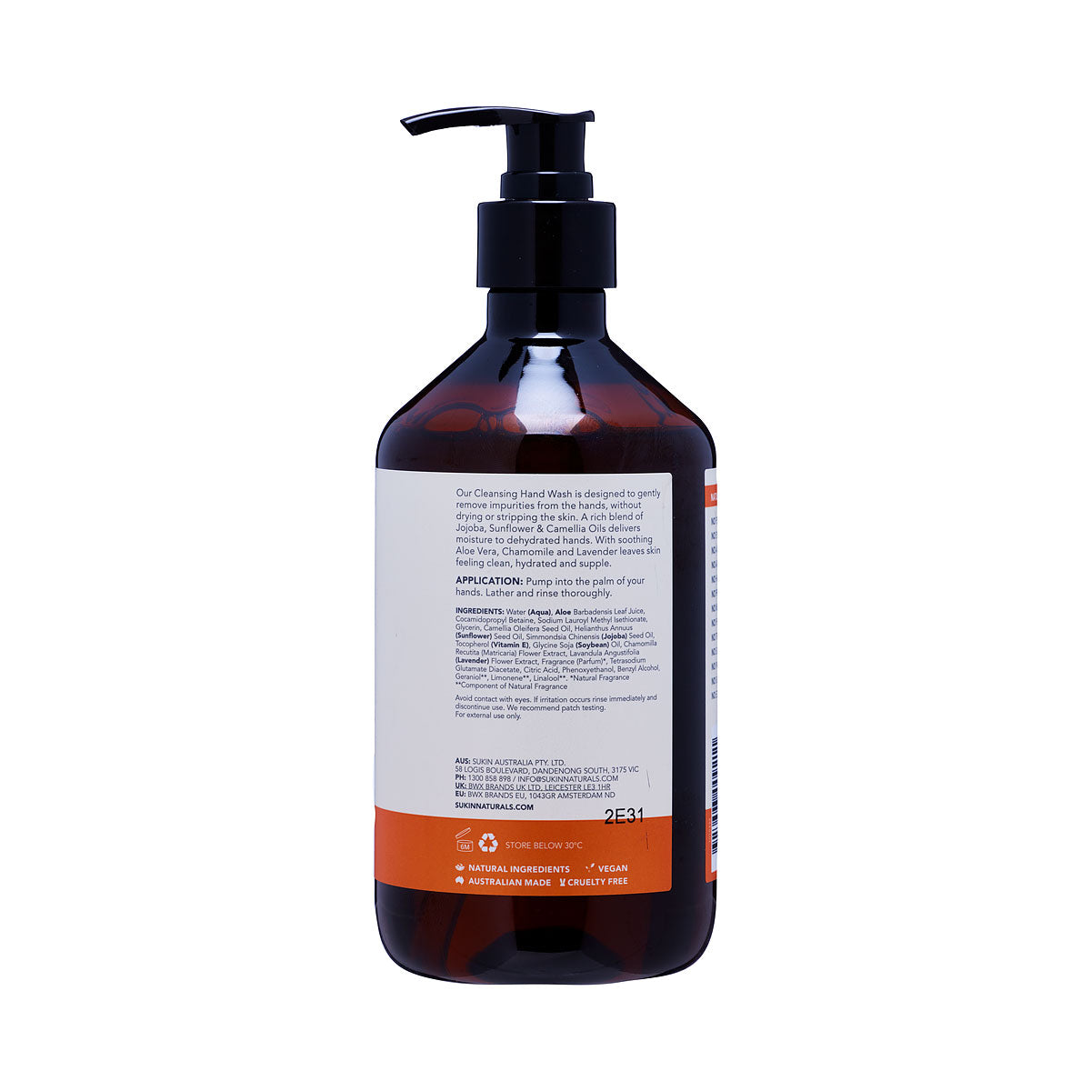 Sukin Cleansing Hand Wash Ylang Ylang & Cedar Pump 500mL