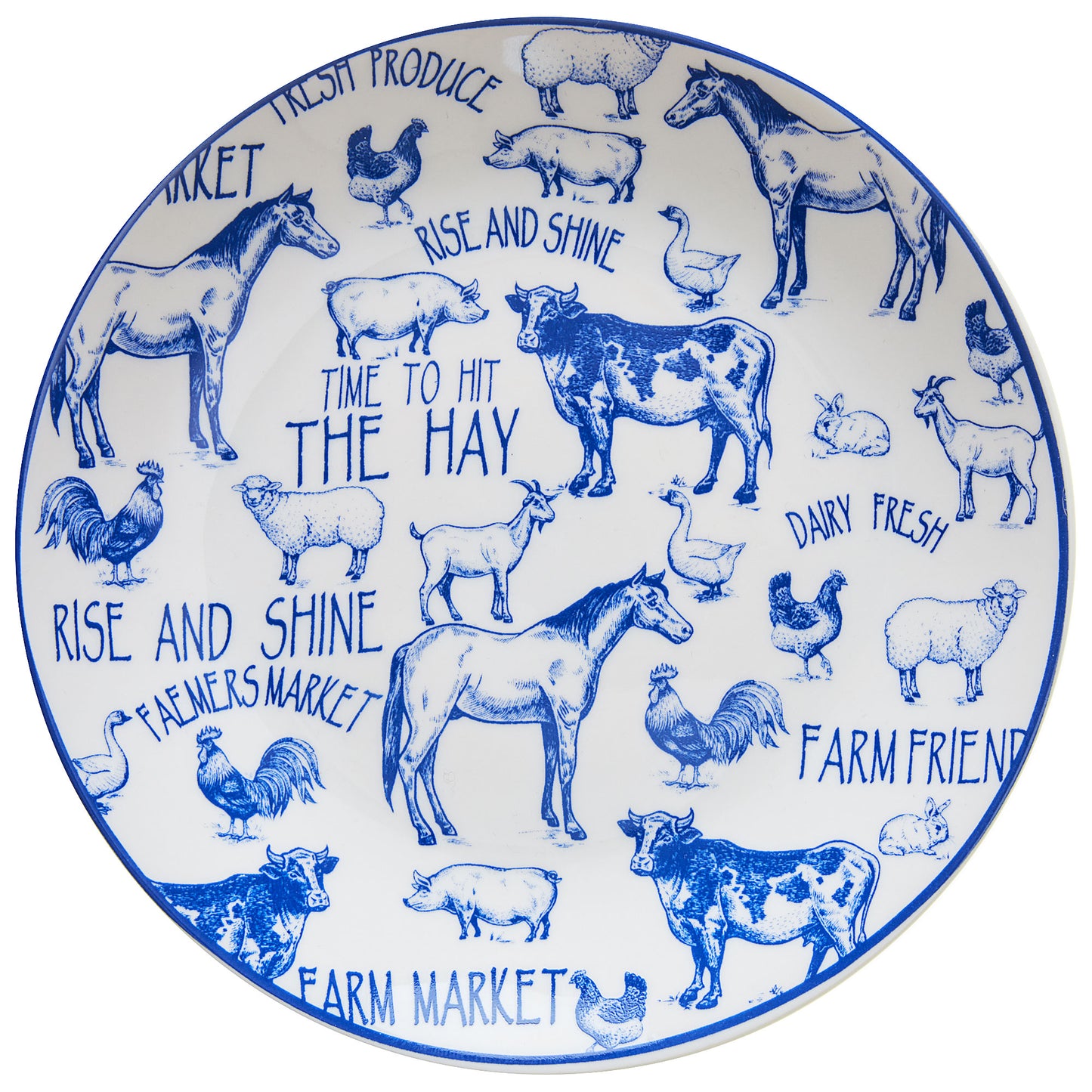 Farm Animals Cake Plate Blue Assorted