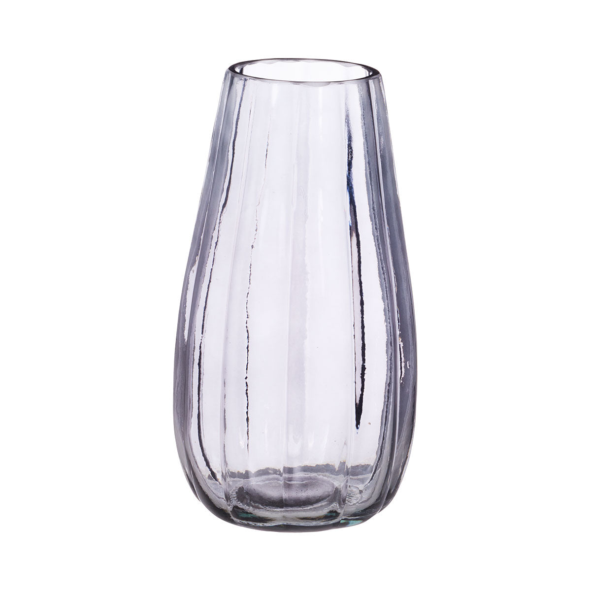 Vase Coloured Glass Scallop Smoke/Teal Large