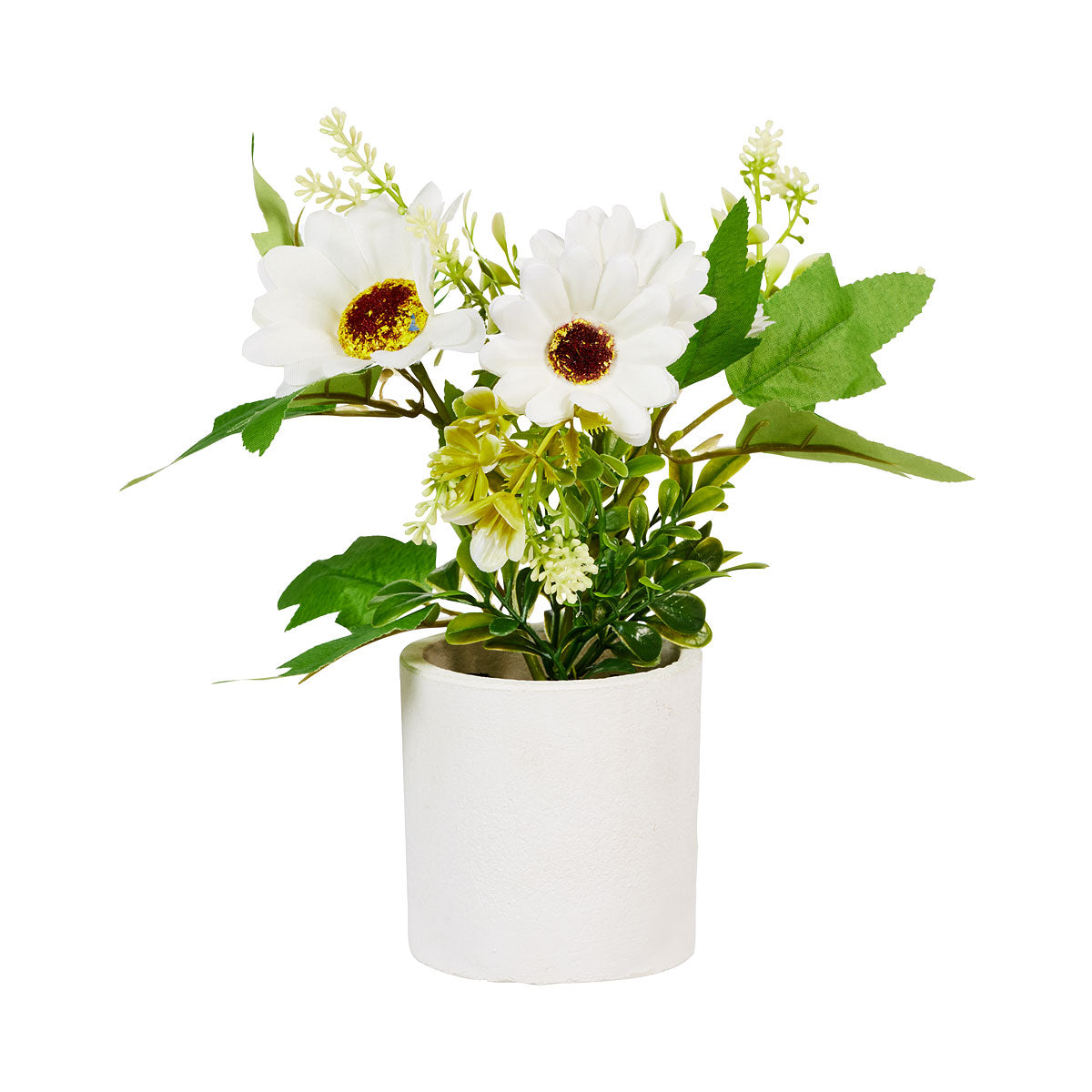 Faux Sunflowers In White Pot Yellow/White