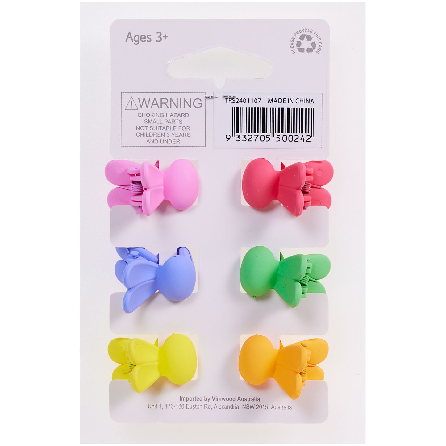 Bunny Claw Clip 6pk