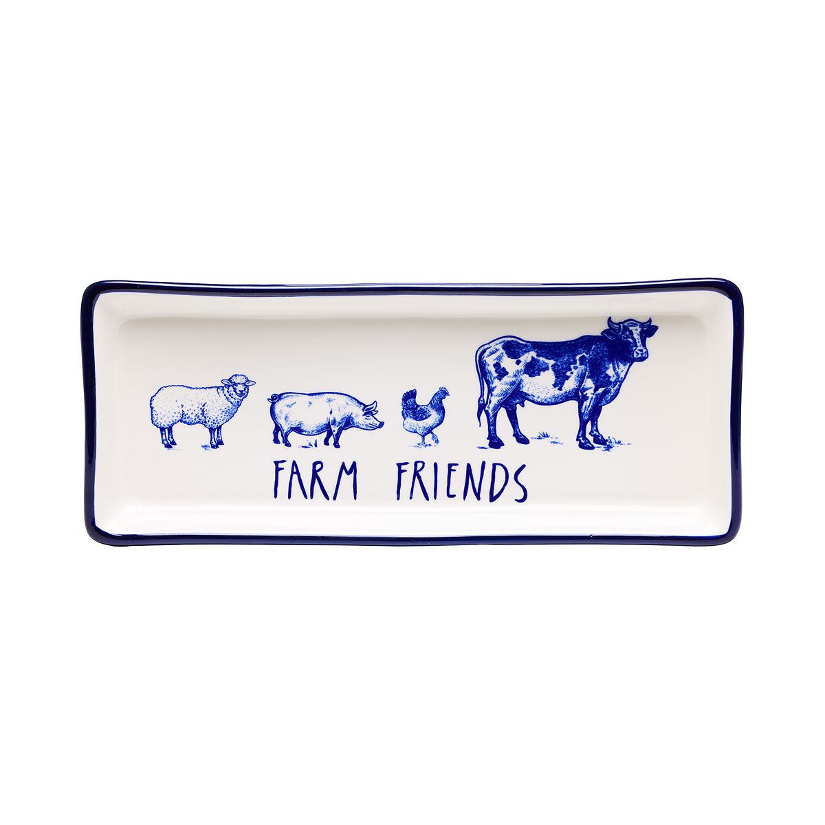 Farm Animals Platter Blue Assorted 38x15cm