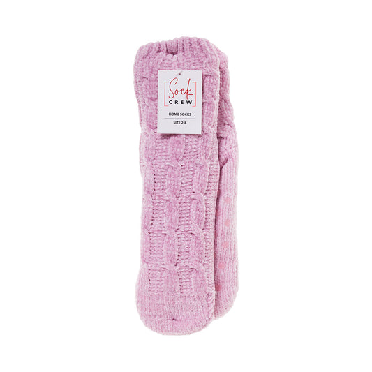 Chenille Sherpa Socks Pink & Emerald