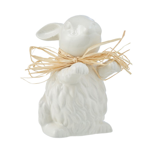 Easter White Bunny And Raffia