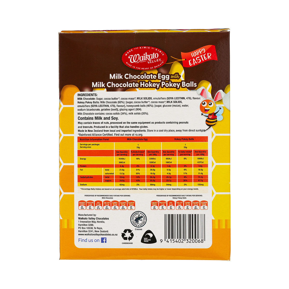 Waikato Valley Hokeypokey Choc Egg 105g