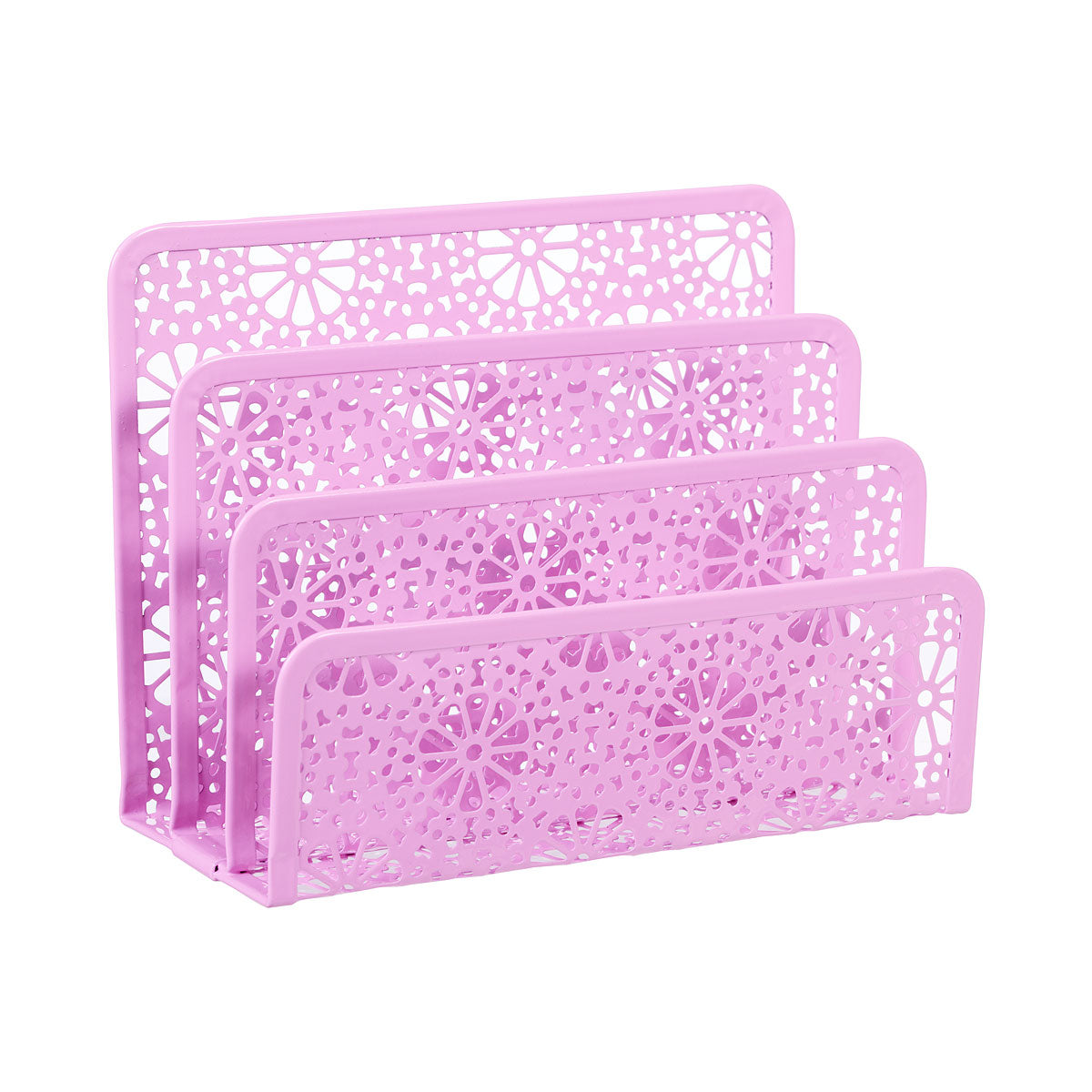 Document Sorter Metal Floral White/Pink
