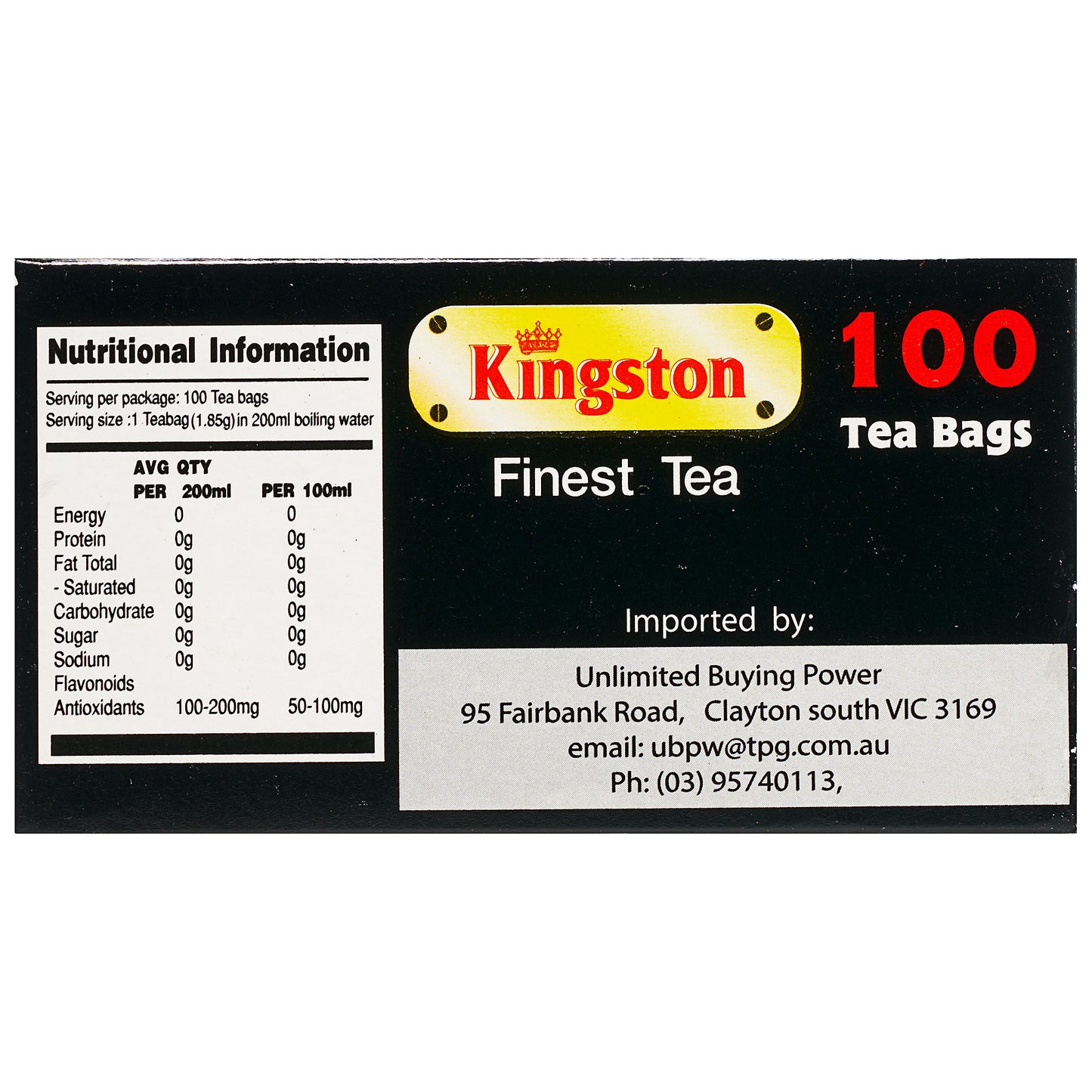 Kingston Tea Earl Grey 100pk