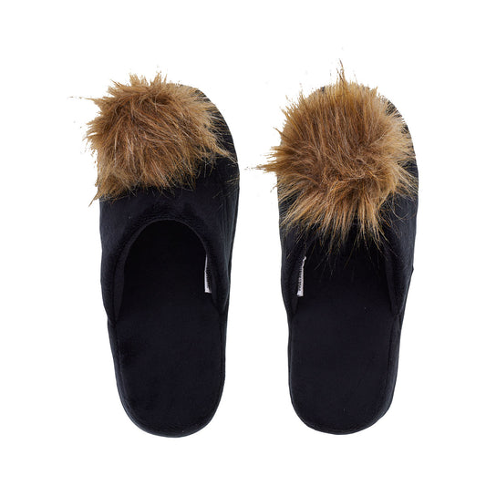 Pom Pom Scuffs Black