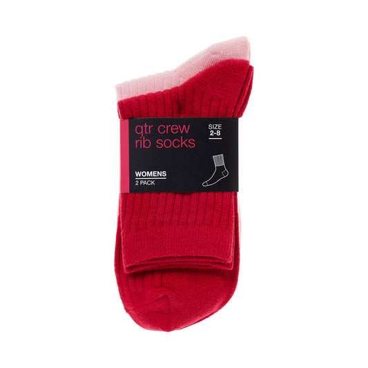 Rib Socks Pink/Magenta 2pk Assorted Sizes