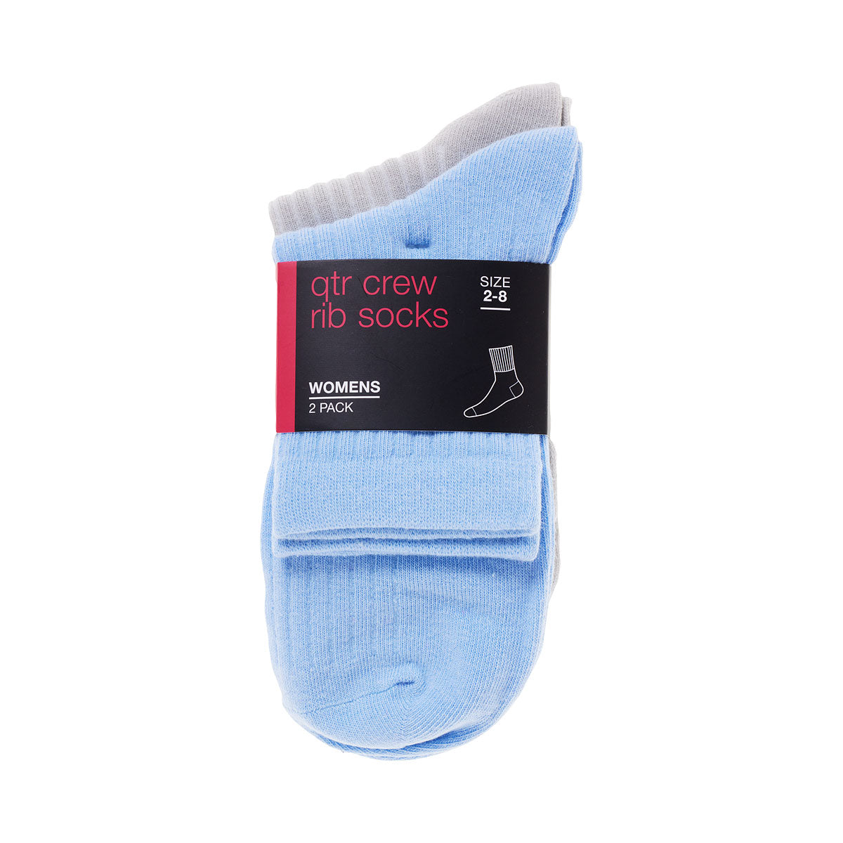 Rib Socks Blue/Grey 2pk Assorted Sizes