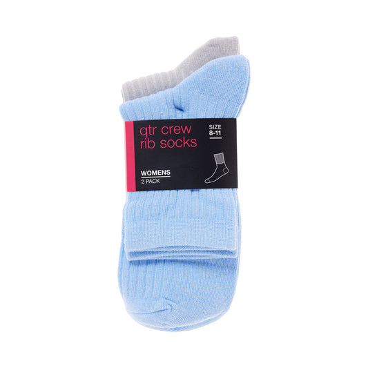 Rib Socks Blue/Grey 2pk Assorted Sizes