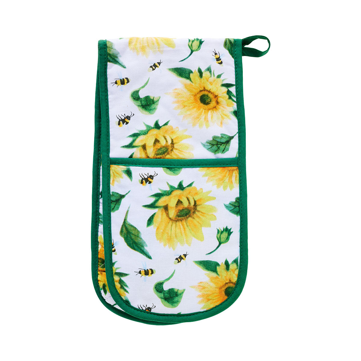 Double Oven Glove Printed Blue Farm/Sunflower