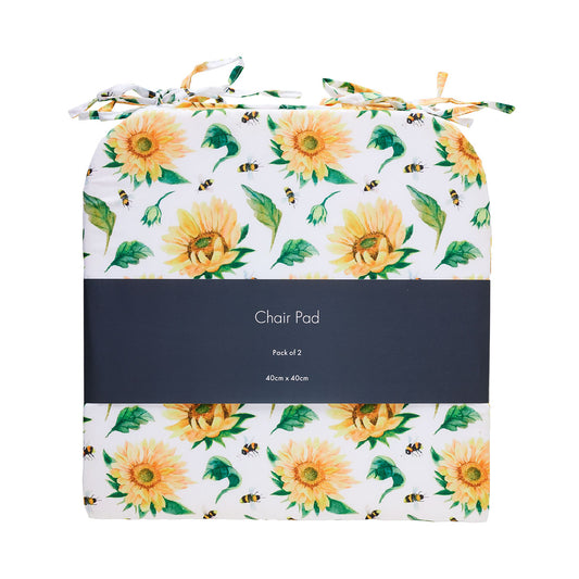 Chair Pad Printed Sunflower 2pk