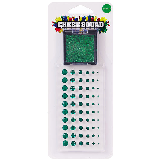 60pc Sports Carnival Glitter and Gems Accessories Green