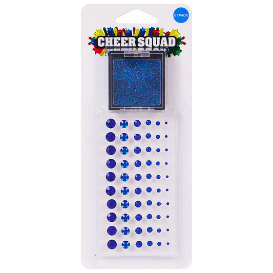 60pc Sports Carnival Glitter and Gems Accessories Blue
