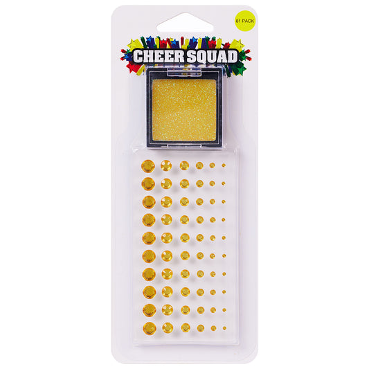 60pc Sports Carnival Glitter and Gems Accessories Yellow