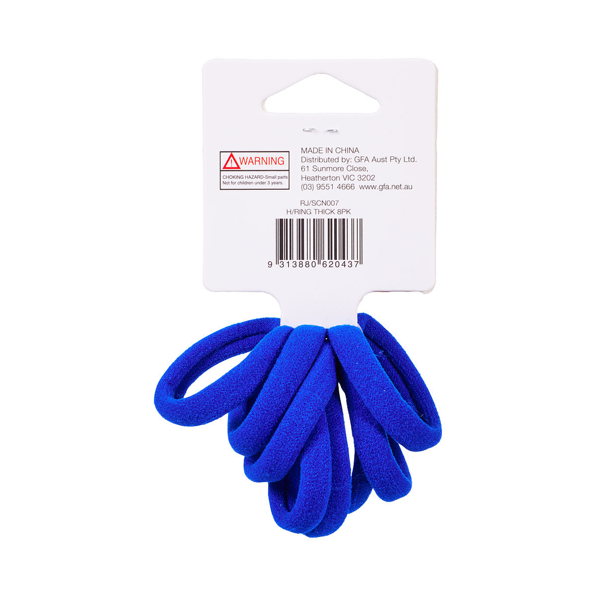 Sports Carnival Thick Hair Rings Blue 8pk