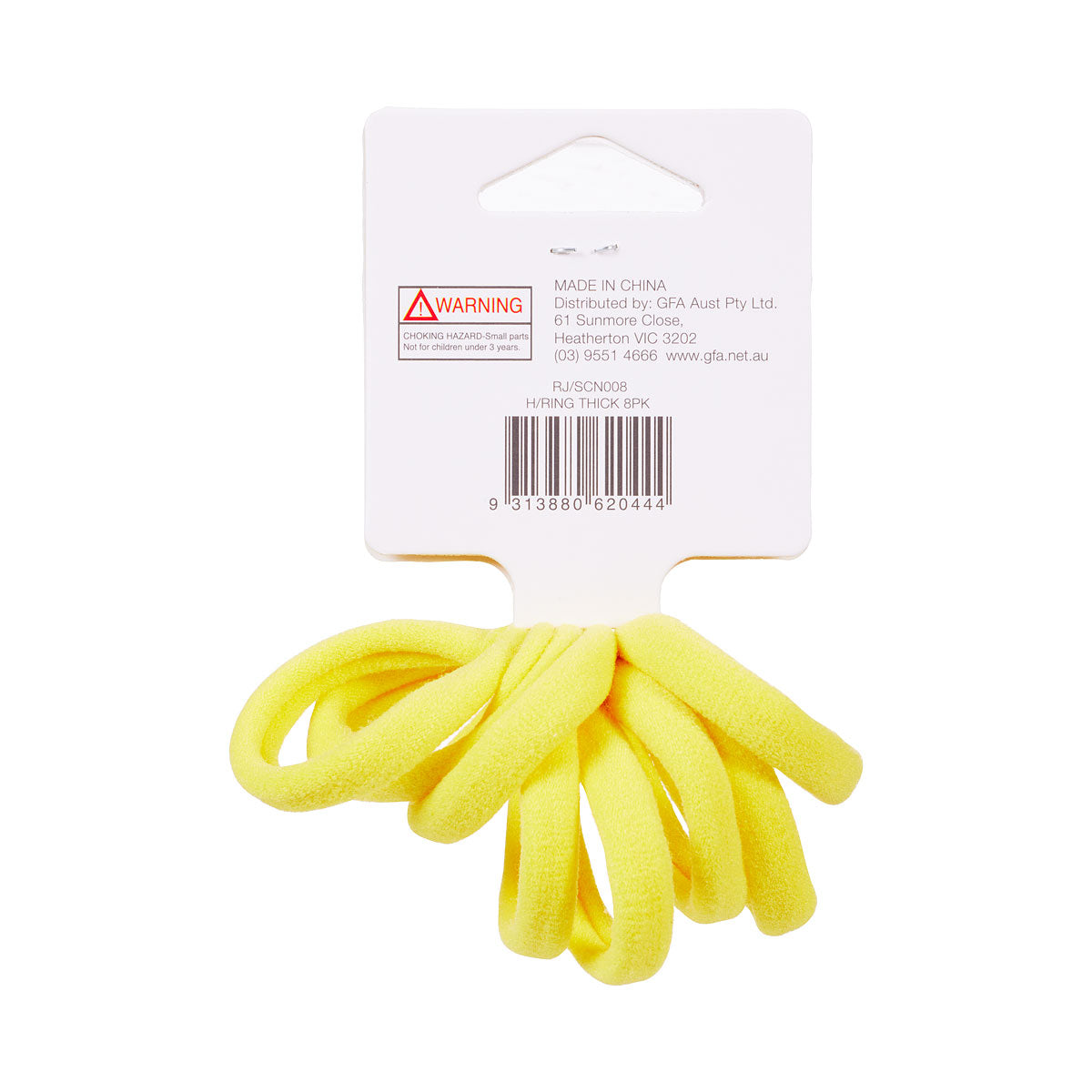 Sports Carnival Thick Hair Rings Yellow 8pk