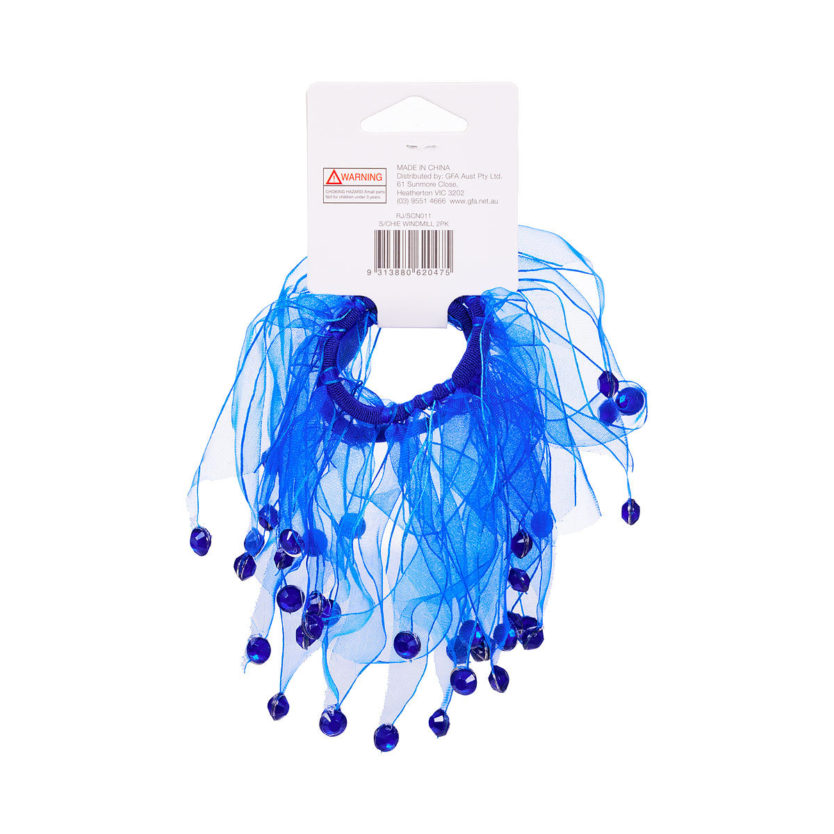 Sports Carnival Windmill Scrunchie Blue 2pk