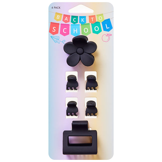 Back To School Claw Clip Black 6pk
