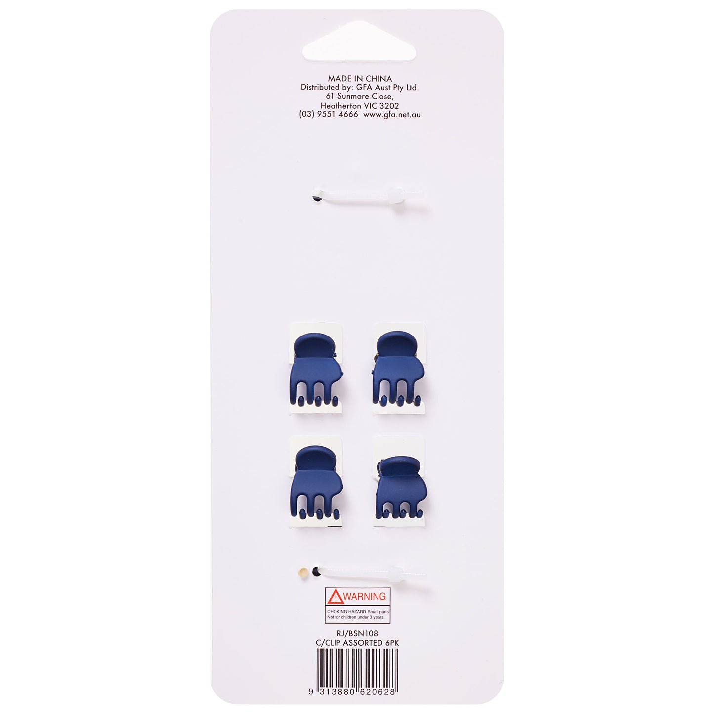 Back To School Claw Clip Navy 6pk