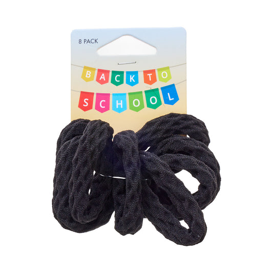 Back To School Thick Honeycomb Hair Ring Black 8pk