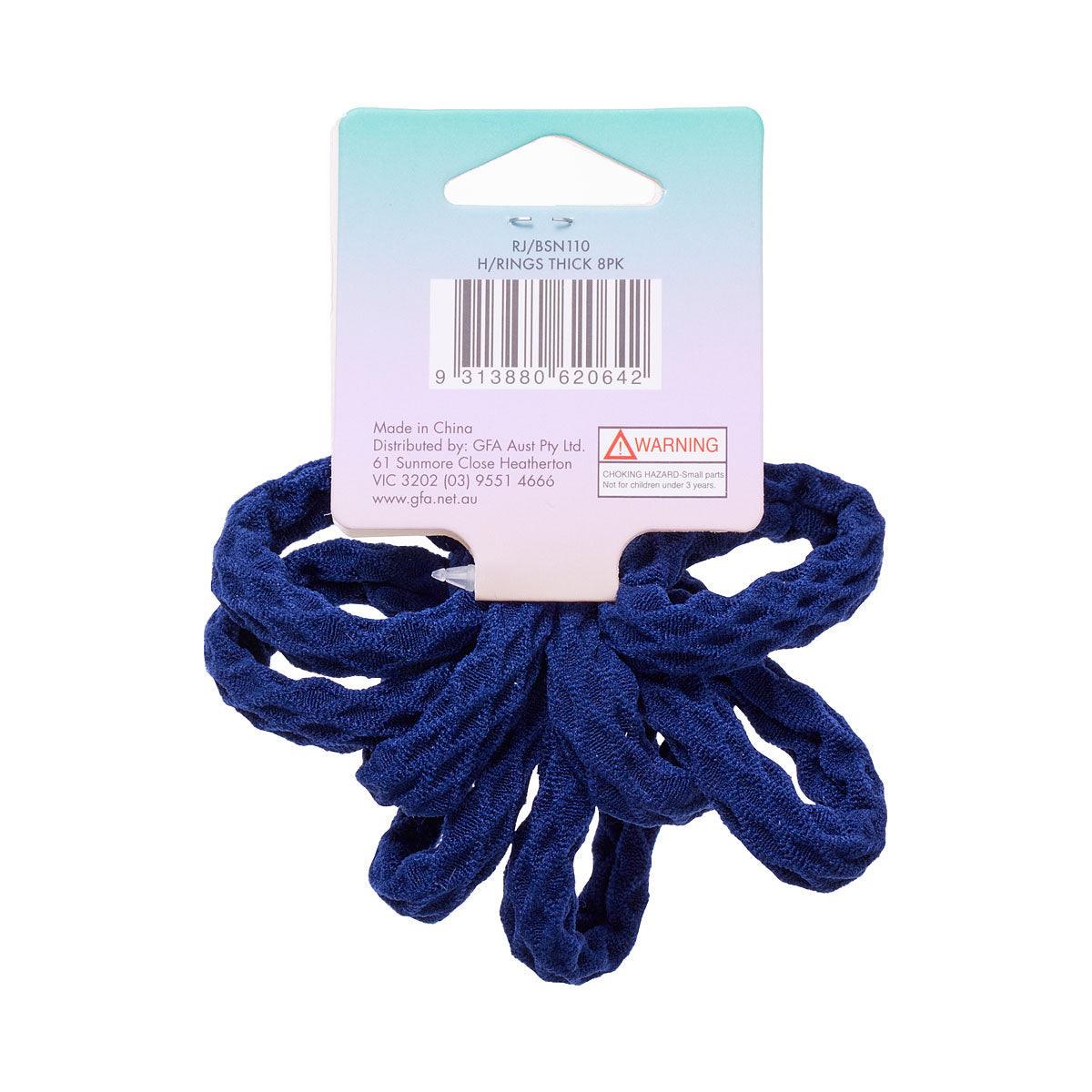 Back To School Thick Honeycomb Hair Ring Navy 8pk