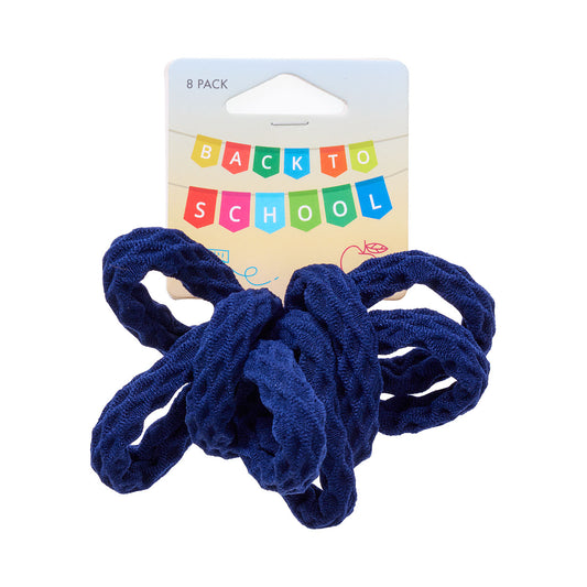 Back To School Thick Honeycomb Hair Ring Navy 8pk