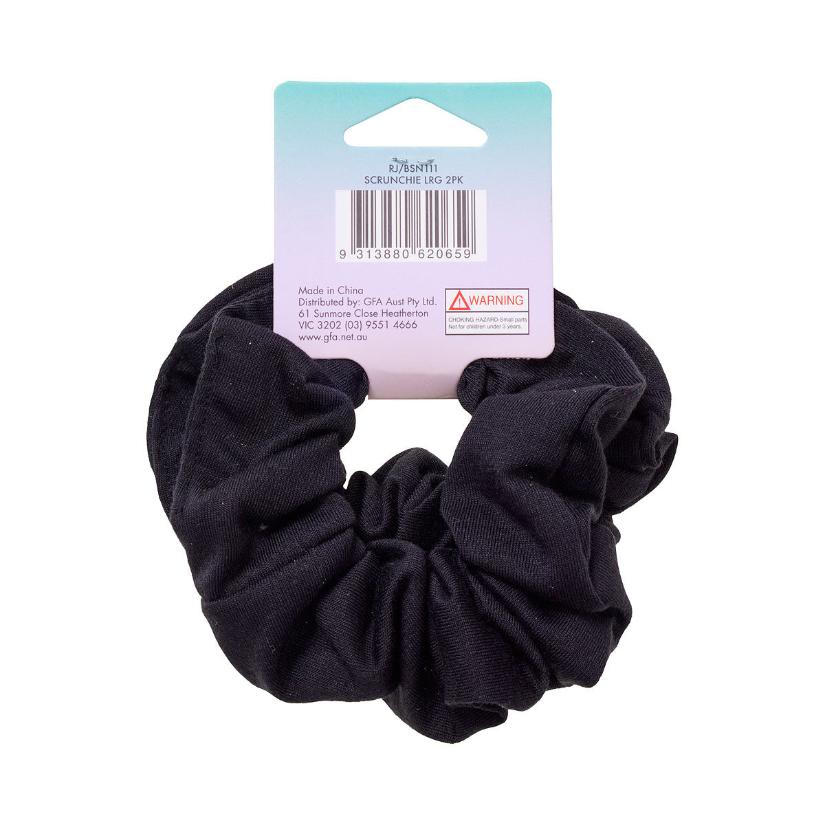 Back To School Large Scrunchie Black 2pk