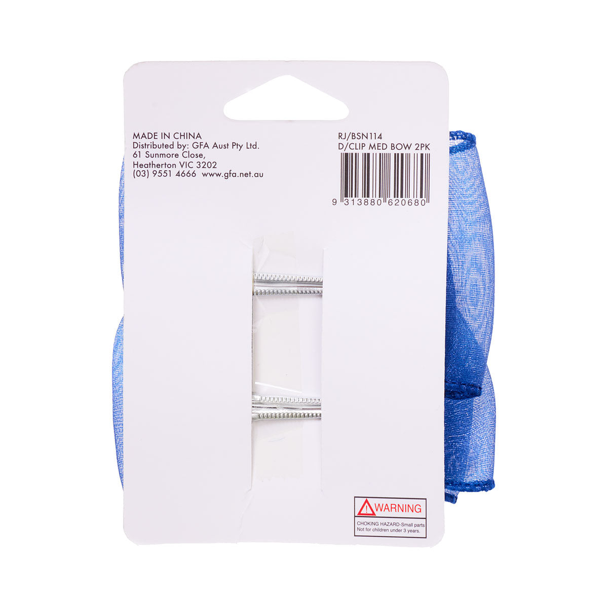 Back To School Medium Bow Duck Clip Navy 2pk