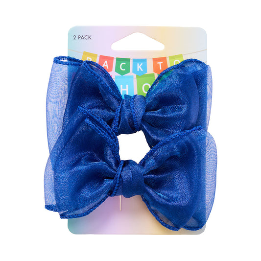 Back To School Medium Bow Duck Clip Navy 2pk