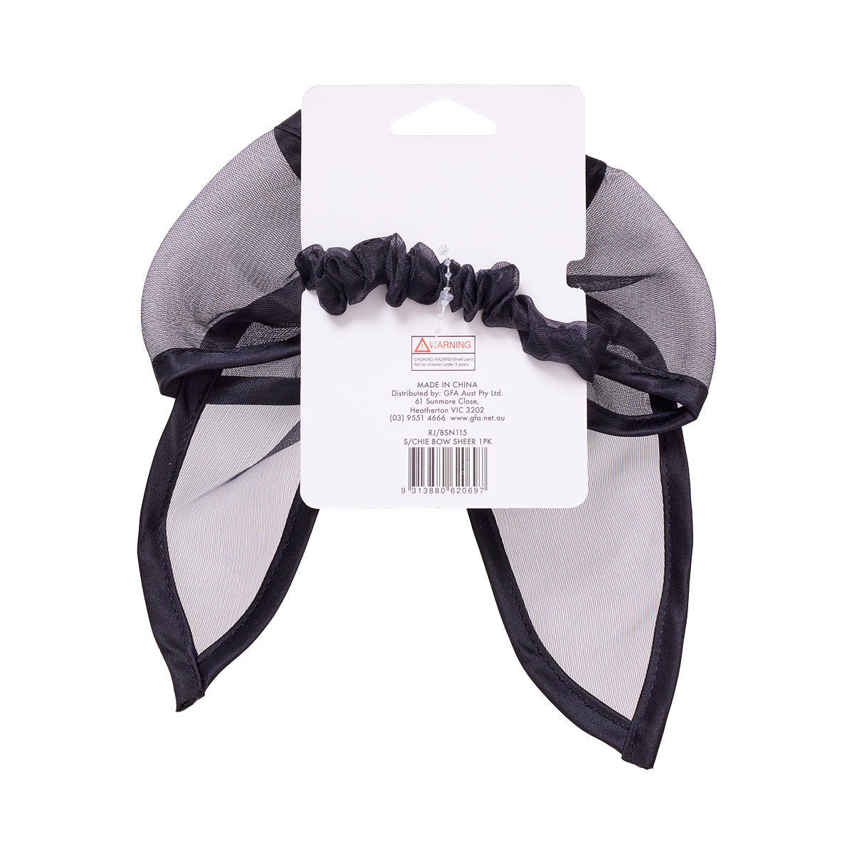 Back To School Sheer Bow Scrunchie Black