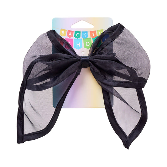 Back To School Sheer Bow Scrunchie Black