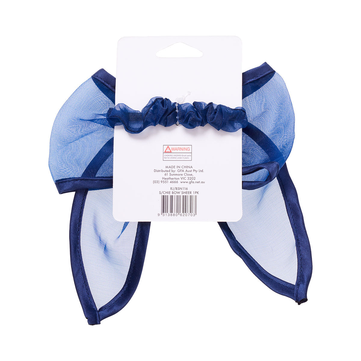 Back To School Sheer Bow Scrunchie Navy