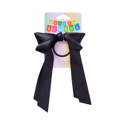 Back To School Ribbon Bow Hair Ring Black