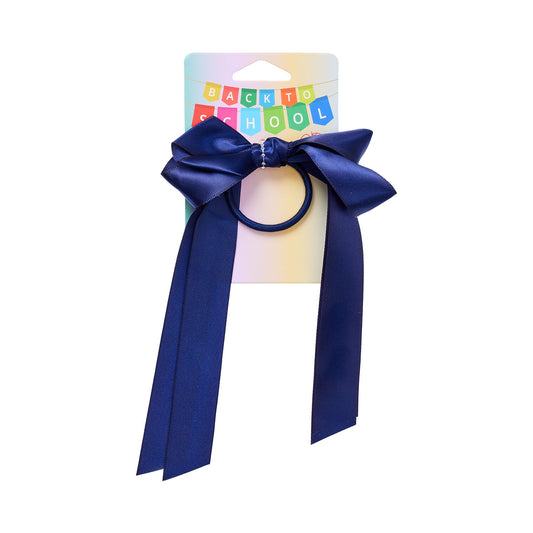 Back To School Ribbon Bow Hair Ring Navy