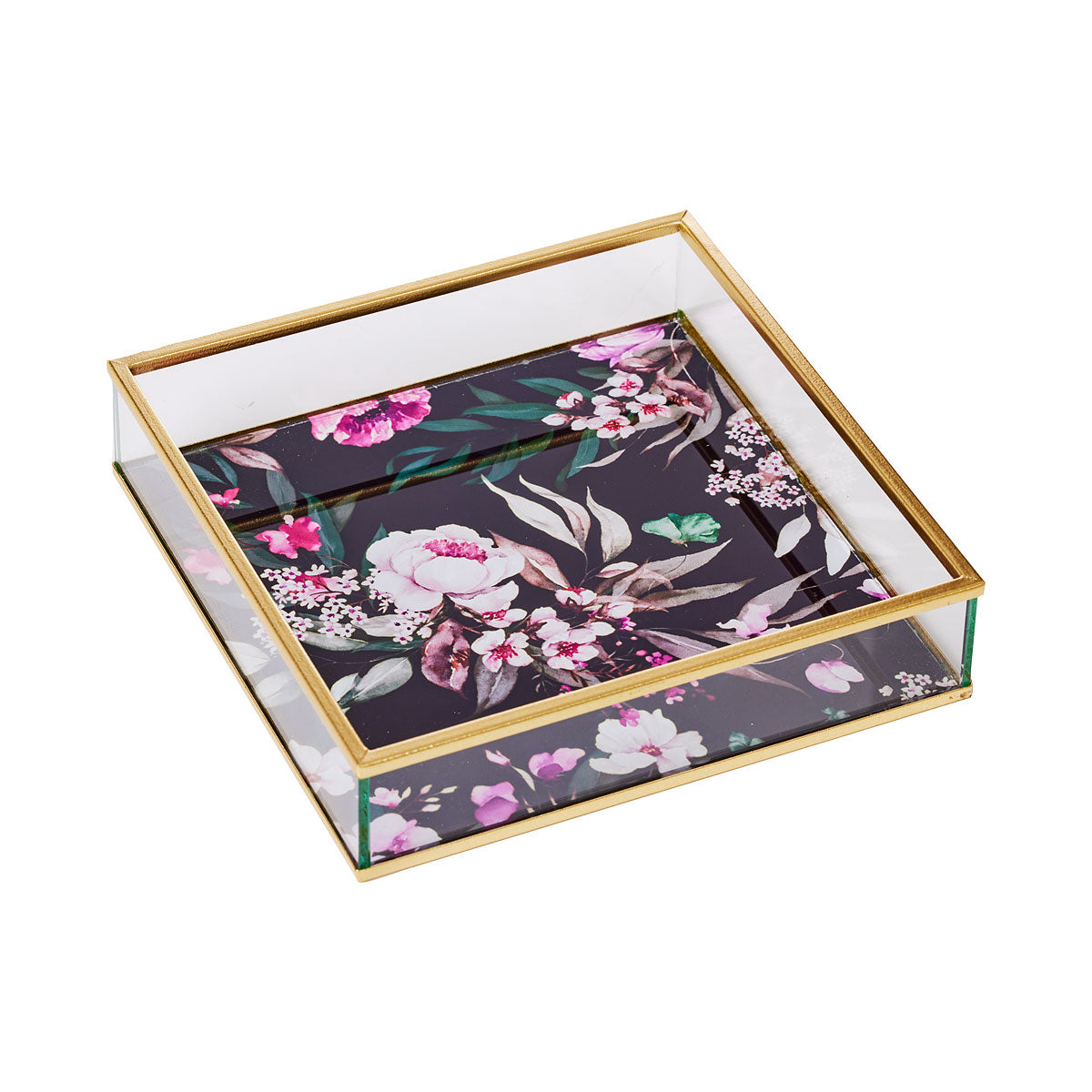 Glass Trinket Tray Garden 16cm