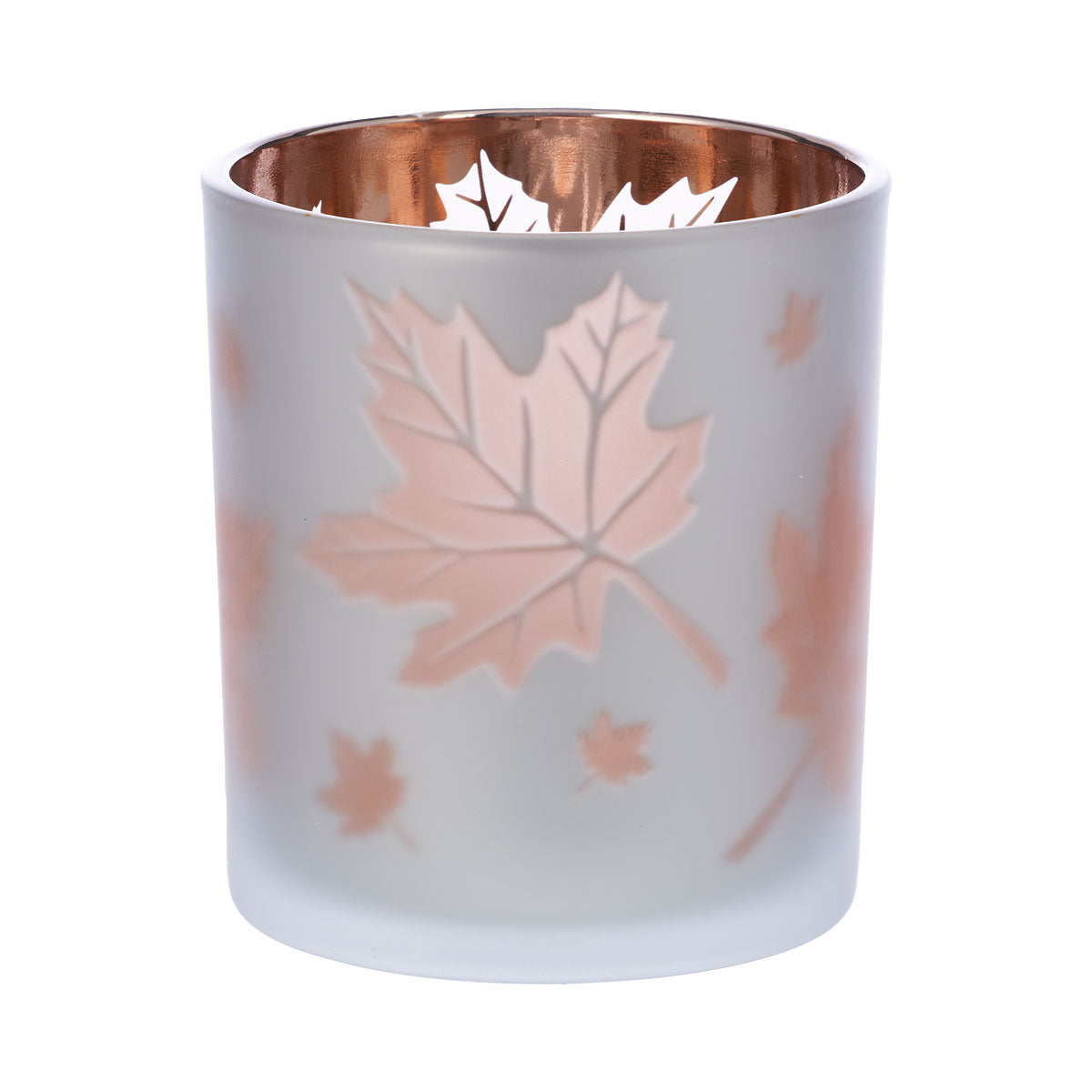 Tealight Holder Glass Leaf Green/Orange