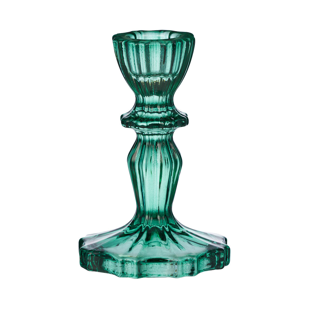 Candle Holder Opulent Glass Clear/Green