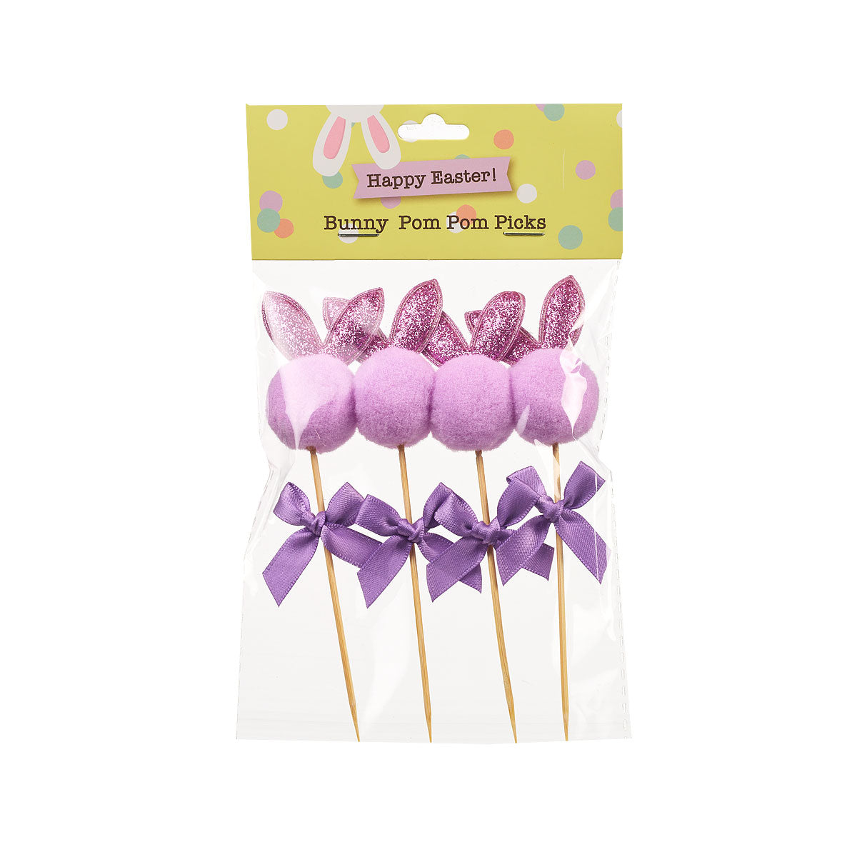 Easter Bunny Pom Pom Picks 4pk