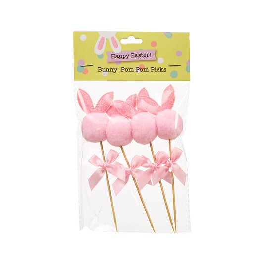 Easter Bunny Pom Pom Picks 4pk